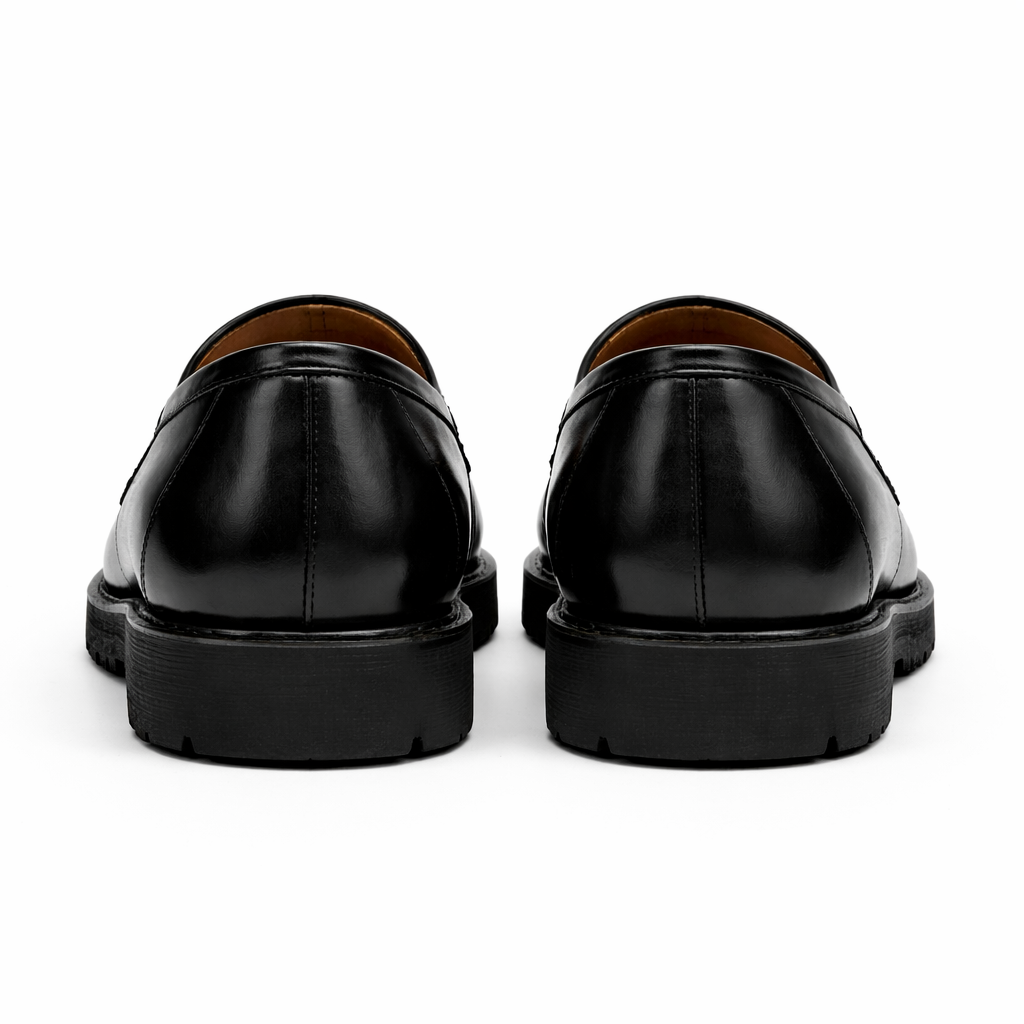 Black Leather Belize Chunky Tassel Loafers - With Track Soles - AW24 : The Royale Collection