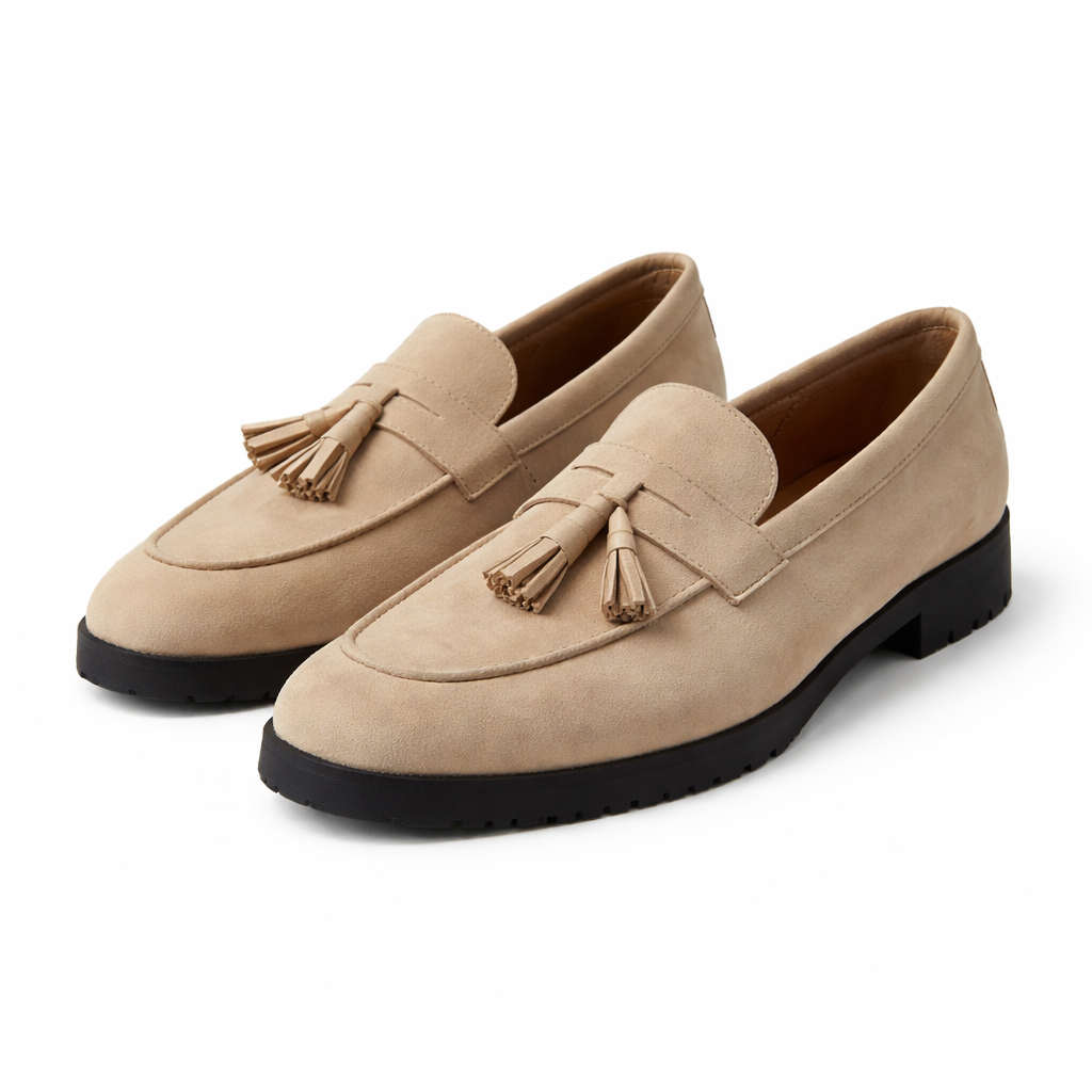 Cream Suede Belize Chunky Tassel Loafers - With Track Soles - AW24