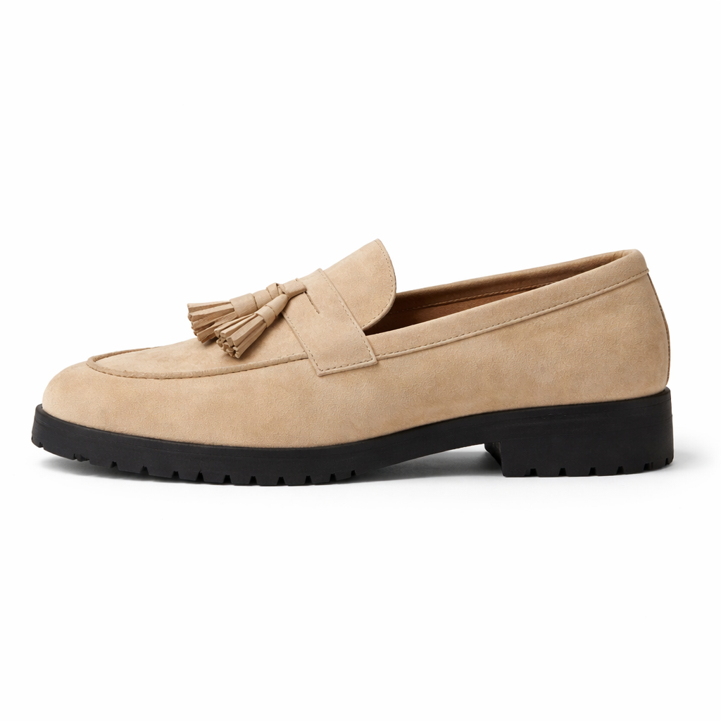 Cream Suede Belize Chunky Tassel Loafers - With Track Soles - AW24