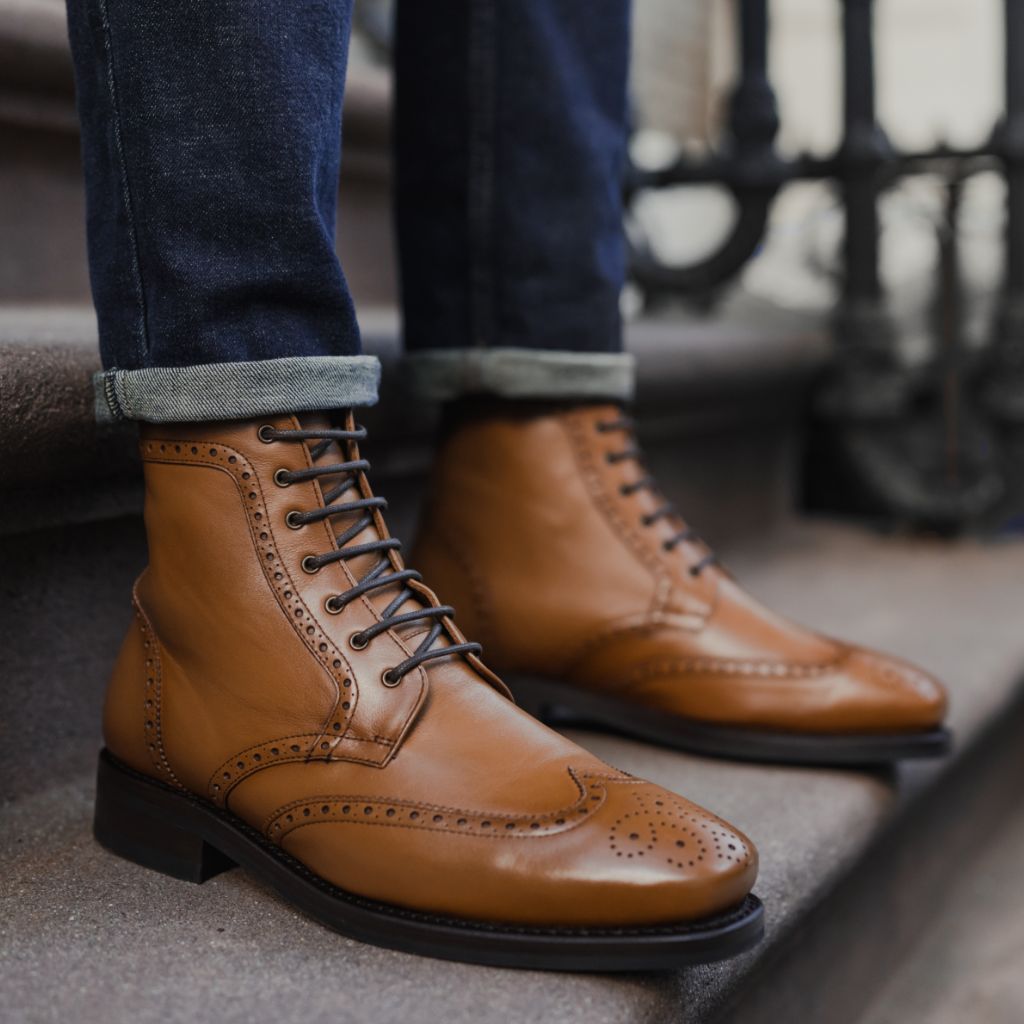 Noble's Walk Wellington Goodyear Welt Brogue Boot – Heritage Tan