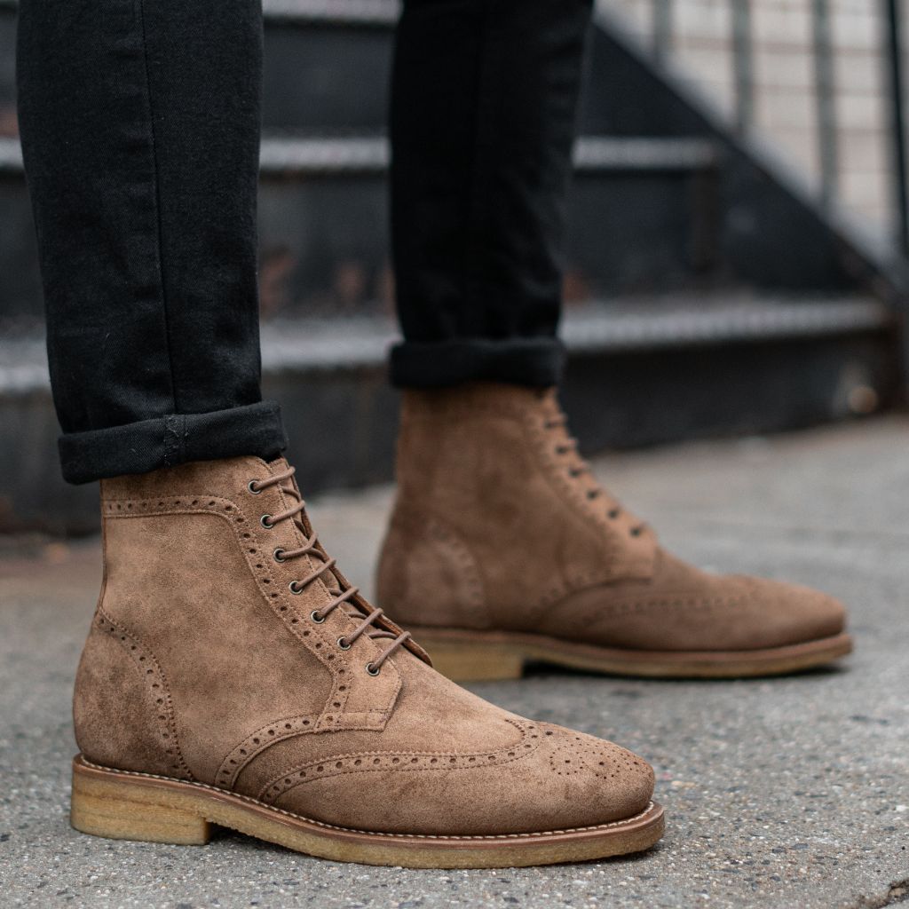 Noble's Walk Wellington Goodyear Welt Brogue Boot – Sand Suede