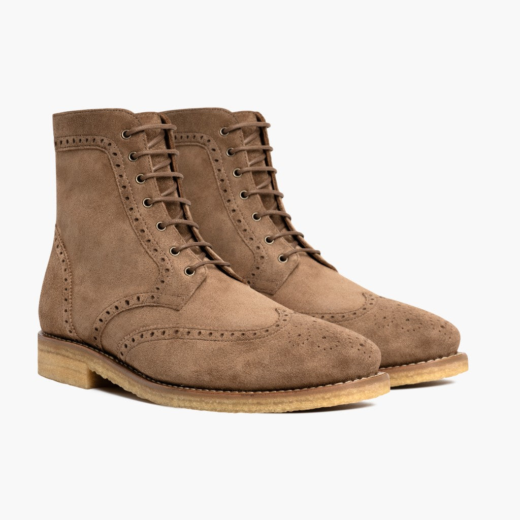 Noble's Walk Wellington Goodyear Welt Brogue Boot – Sand Suede