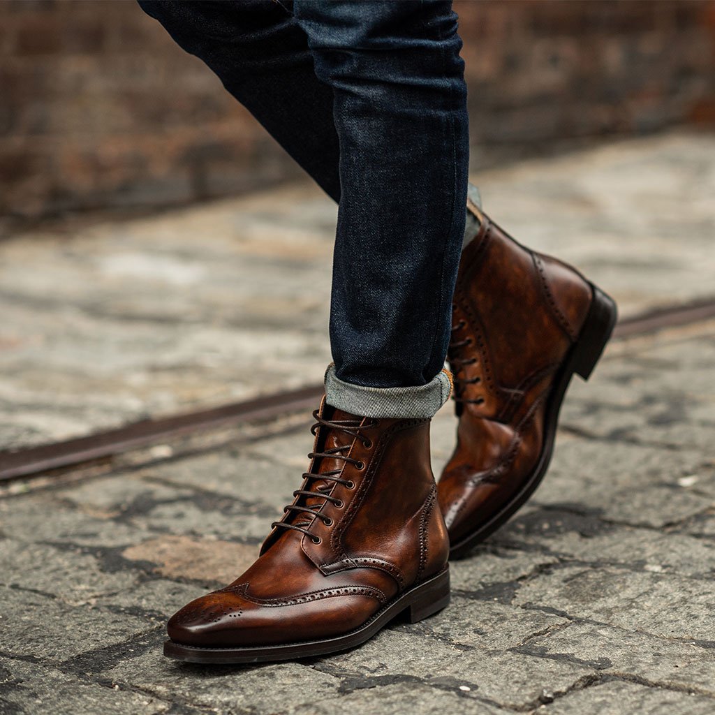 Noble's Walk Wellington Goodyear Welt Brogue Boot – Coffee Brown