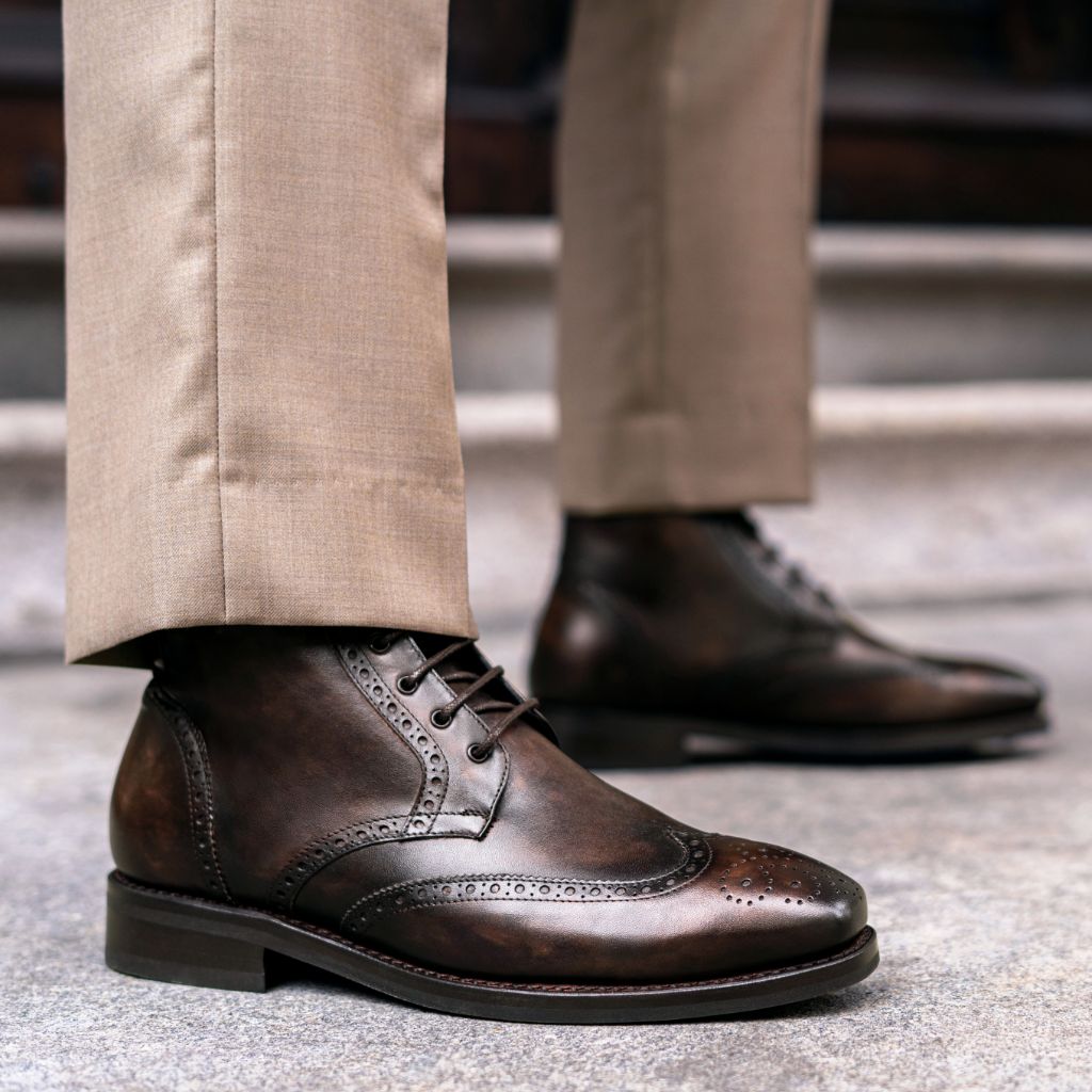 Noble's Walk Wellington Goodyear Welt Brogue Boot – Dark Oakwood