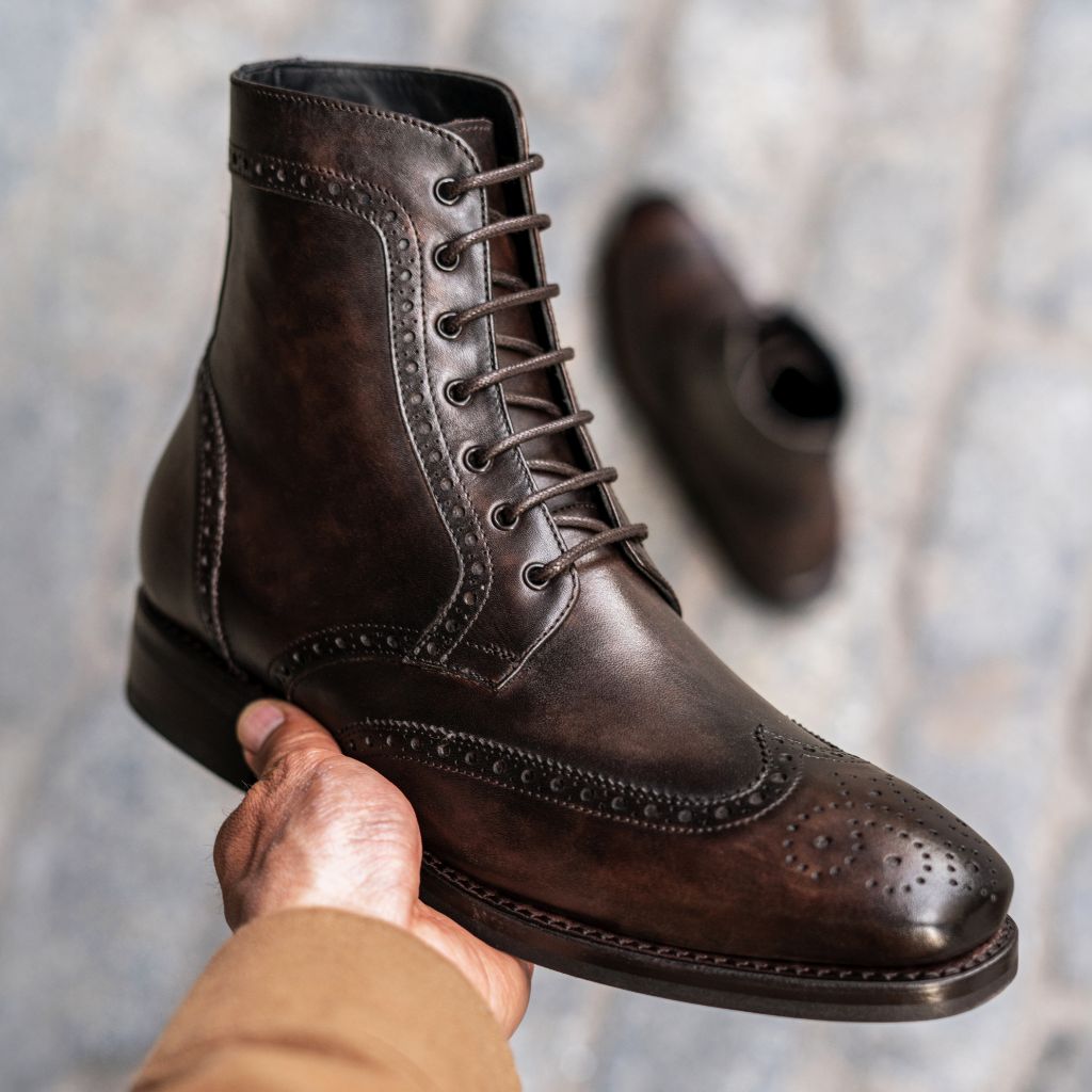 Noble's Walk Wellington Goodyear Welt Brogue Boot – Dark Oakwood