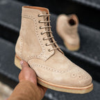 Noble's Walk Wellington Goodyear Welt Brogue Boot – Desert Suede