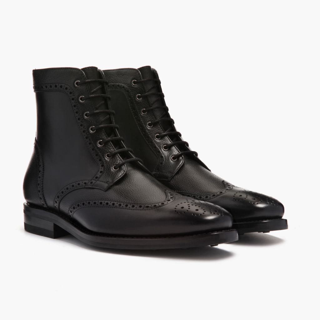 Noble's Walk Wellington Goodyear Welt Brogue Boot – Carbon Black