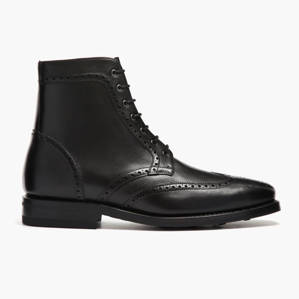 Noble's Walk Wellington Goodyear Welt Brogue Boot – Carbon Black