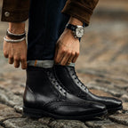 Noble's Walk Wellington Goodyear Welt Brogue Boot – Carbon Black