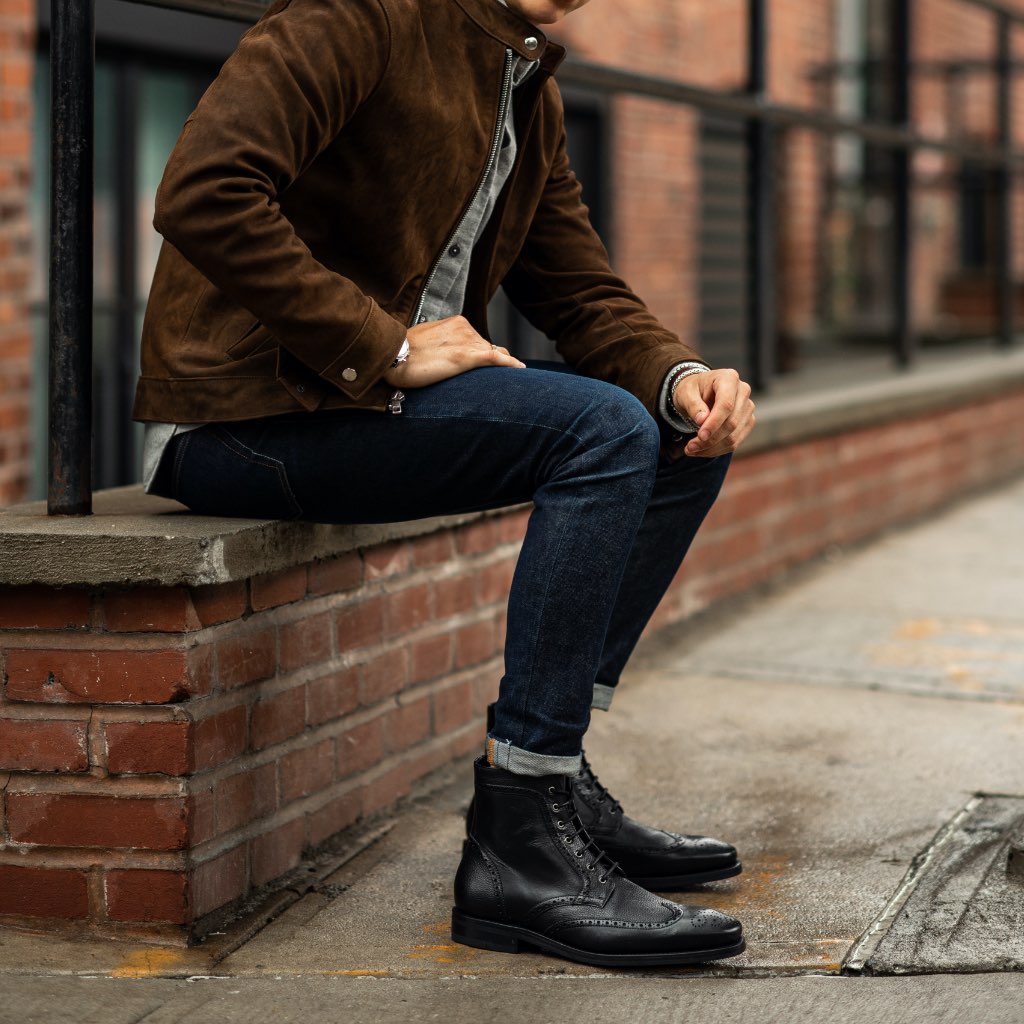 Noble's Walk Wellington Goodyear Welt Brogue Boot – Carbon Black