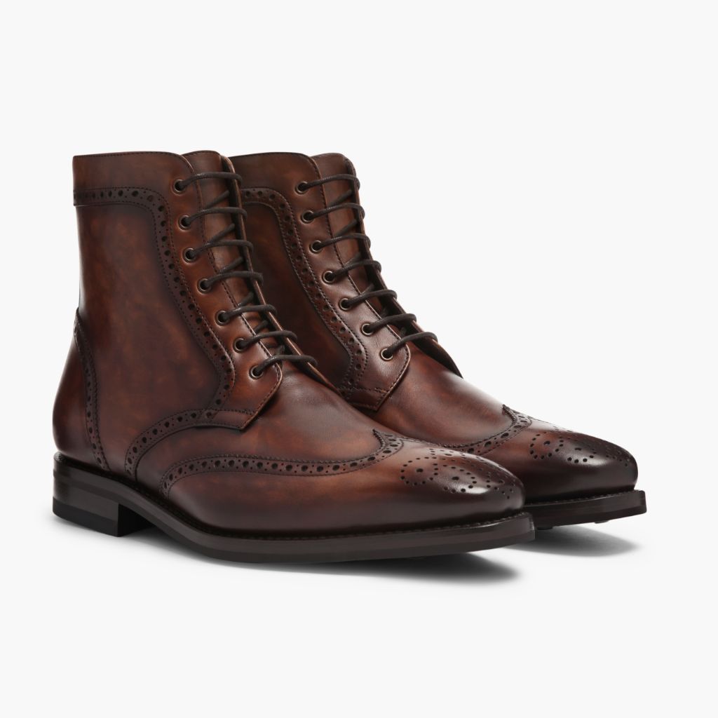 Noble's Walk Wellington Goodyear Welt Brogue Boot – Coffee Brown