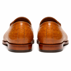 Tan Croc Print Leather Barbican Tassel Loafers