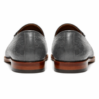 Grey Croc Print Leather Barbican Tassel Loafers