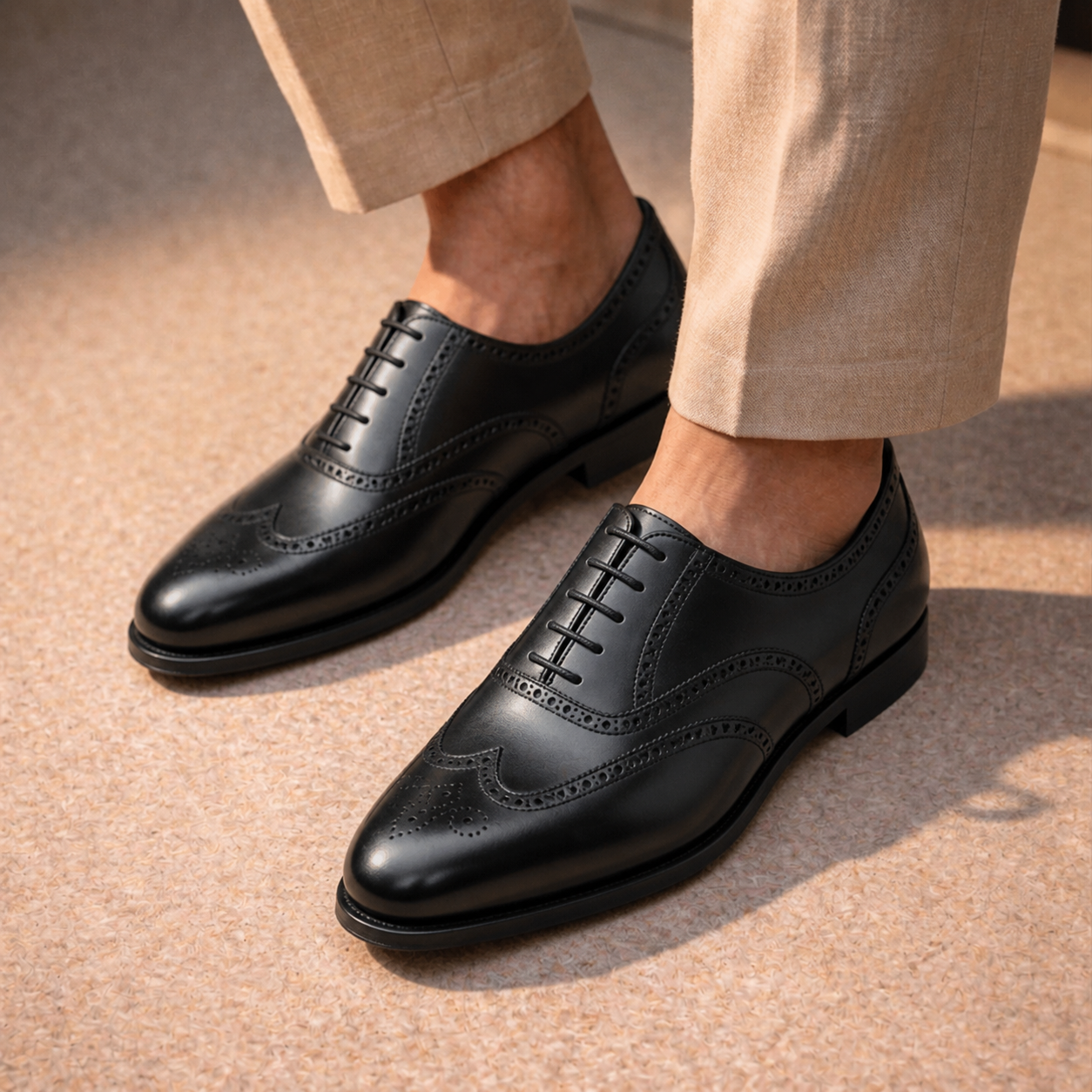 Black Leather Gedling Brogue Oxfords