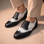 Wingtip Dual Tone Leather Formal Oxford Black and White Shoe