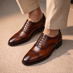 Wingtip Captoe Italian Dress up Dark Brown Men Shoes