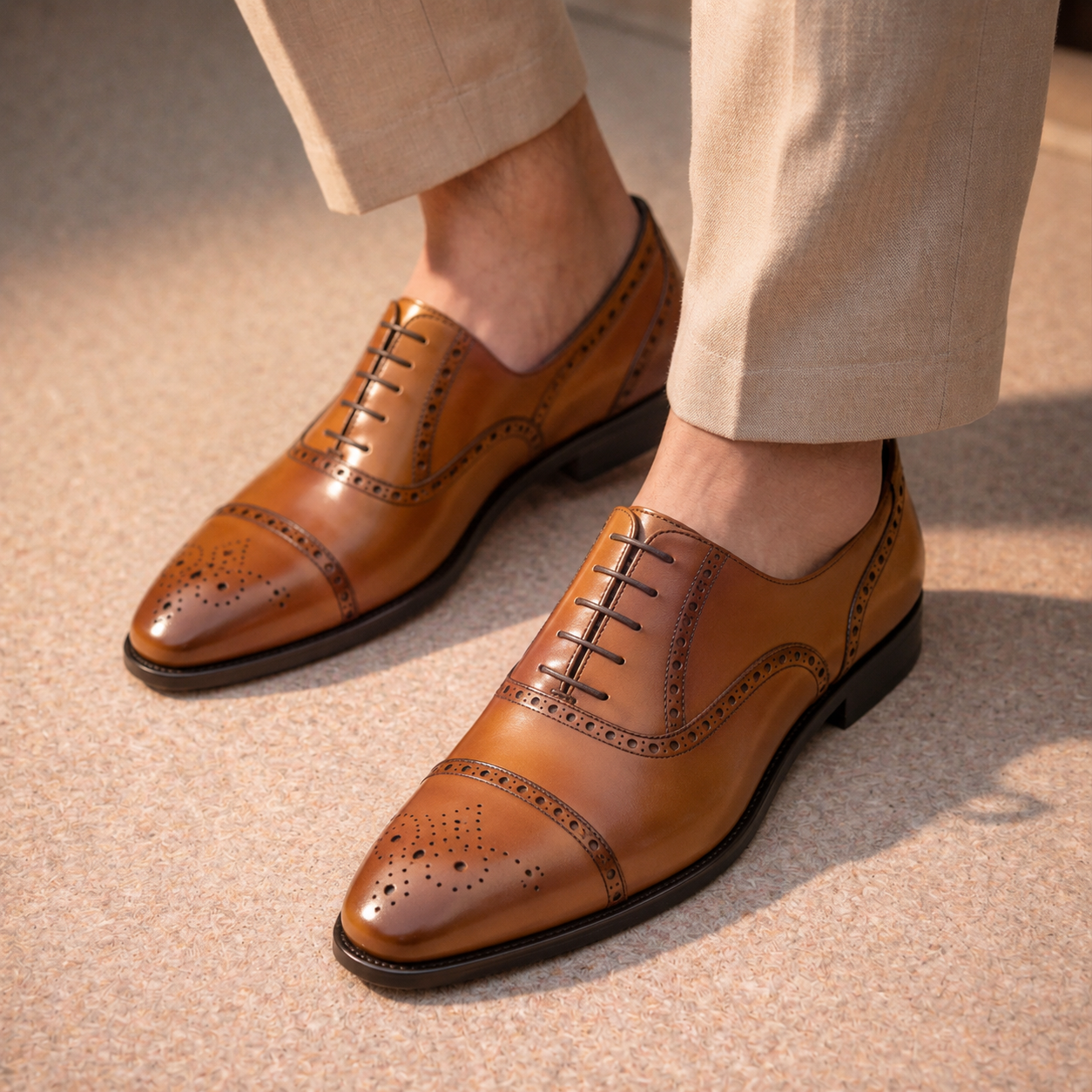 Wingtip Captoe Light Brown Shoes