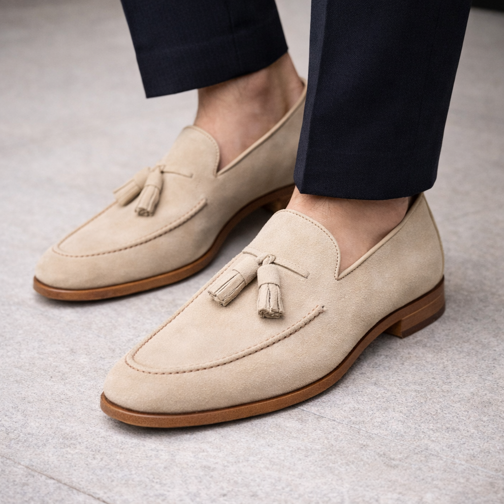 JERRY | CREAM SUEDE LOAFERS