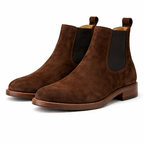 Brown Suede Leather Seville Slip On Chelsea Boots