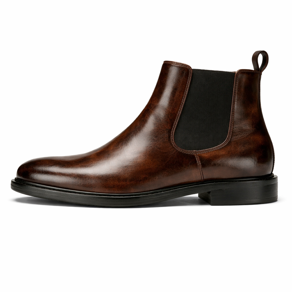 Brown Leather Seville Slip On Chelsea Boots
