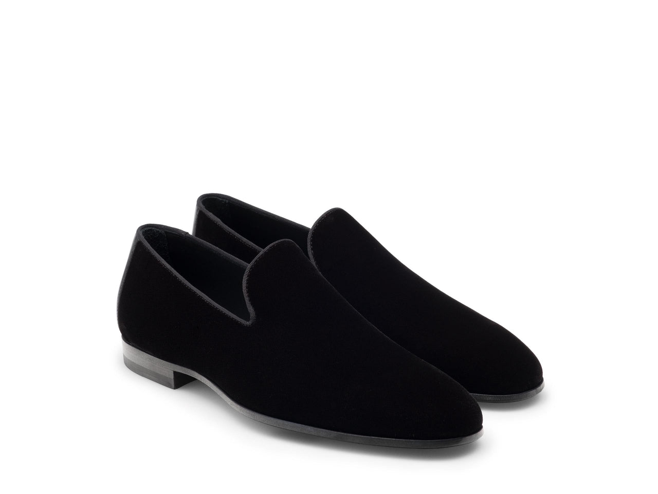 LUXURY BLACK VELVET SLIP ON LOAFERS