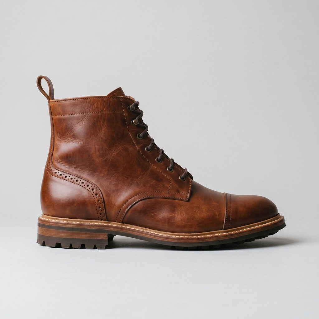 Brown Italian Leather Loreto Derby Boots
