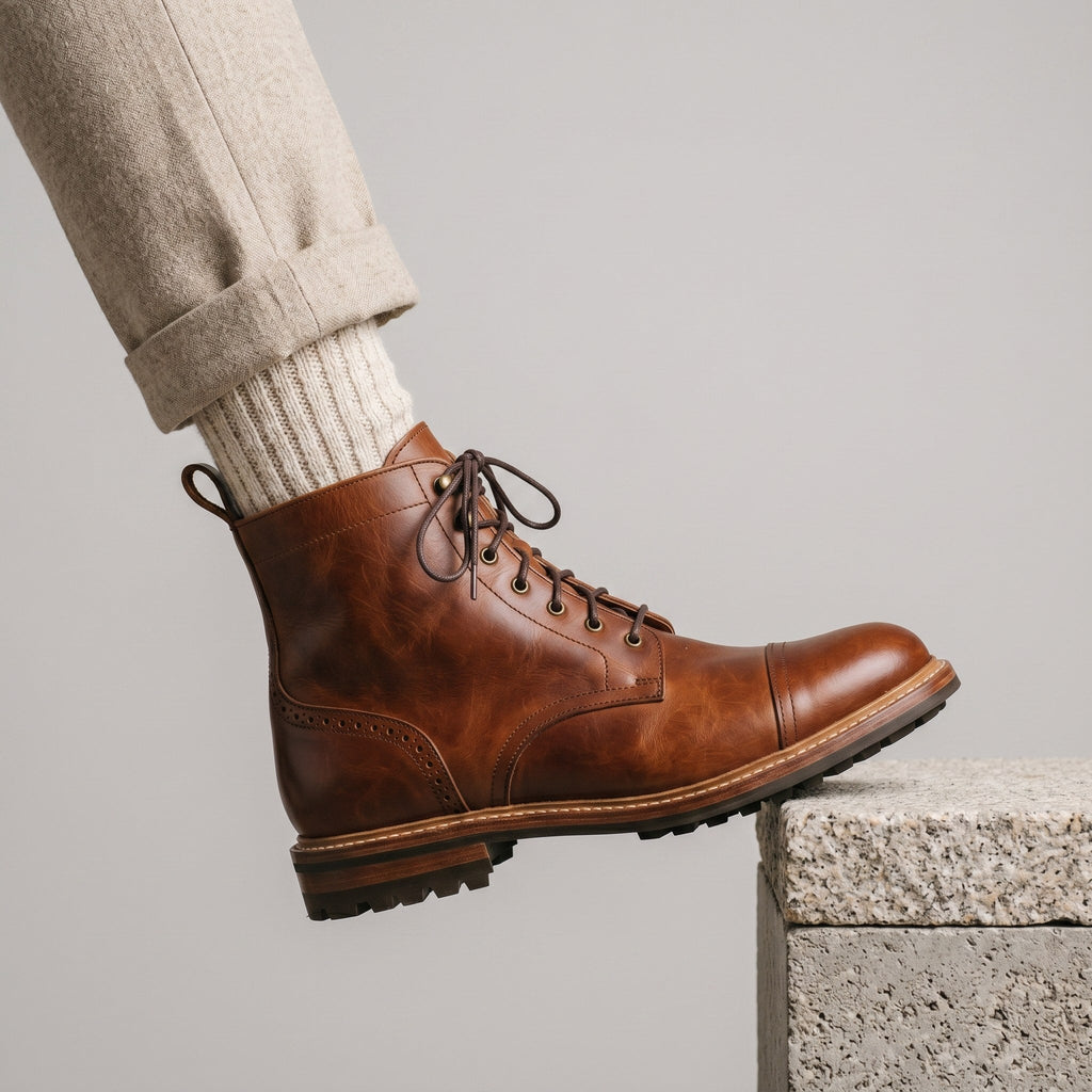 Brown Italian Leather Loreto Derby Boots