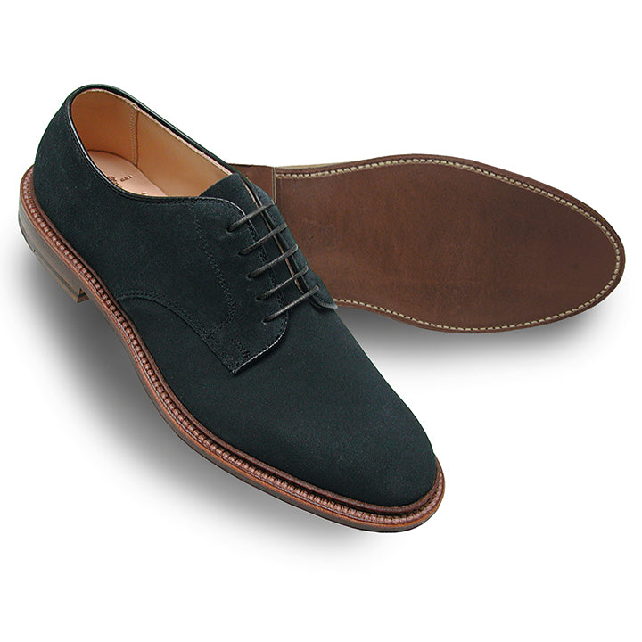 Unlined Suede Plain Toe Blucher lace up (Navy Suede)