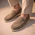 Gray Suede Unlined Loafers
