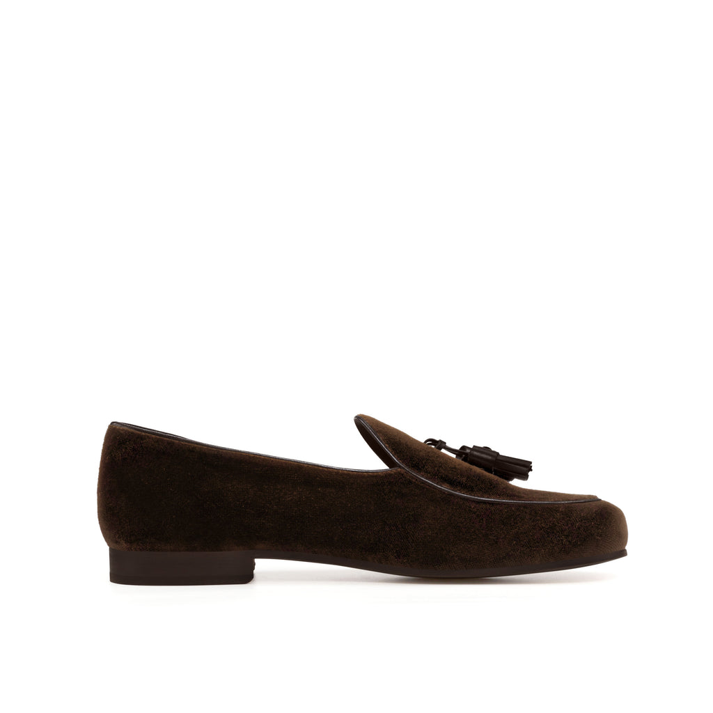 Velvet Belgian Loafers Dark Brown