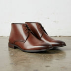 Men's Brown Plain-Toe Leather Chukka Boots — combeg