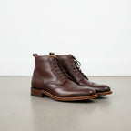 Men's Brown Wingtip Leather Derby Ankle Boots — Vatton