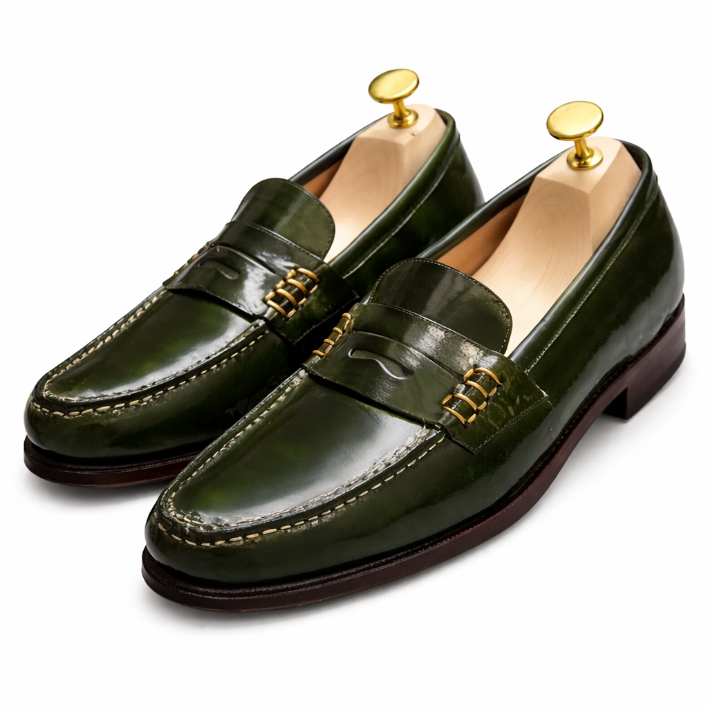 Green Leather Maurizio Loafers