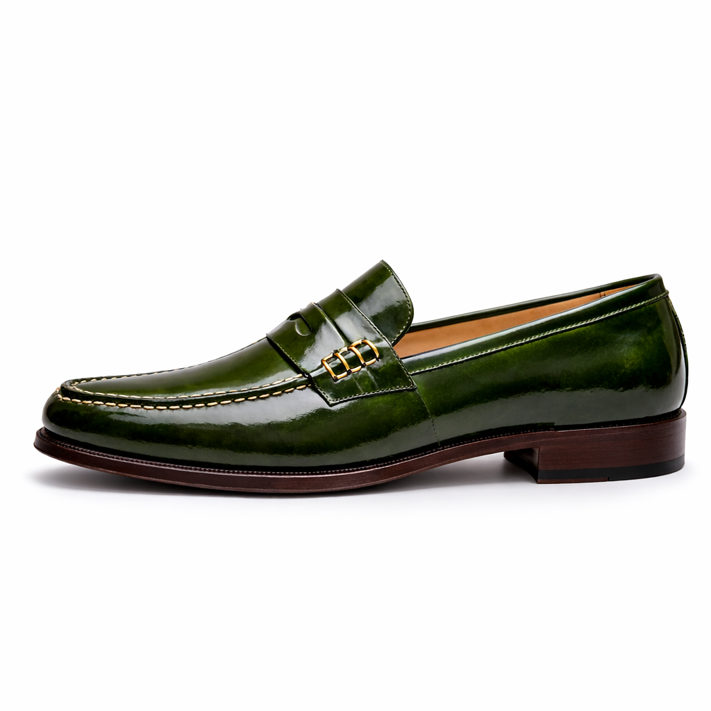 Green Leather Maurizio Loafers