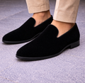 LUXURY BLACK VELVET SLIP ON LOAFERS