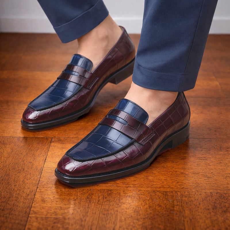 Regal Duo-Tone Croc Leather Penny Loafers