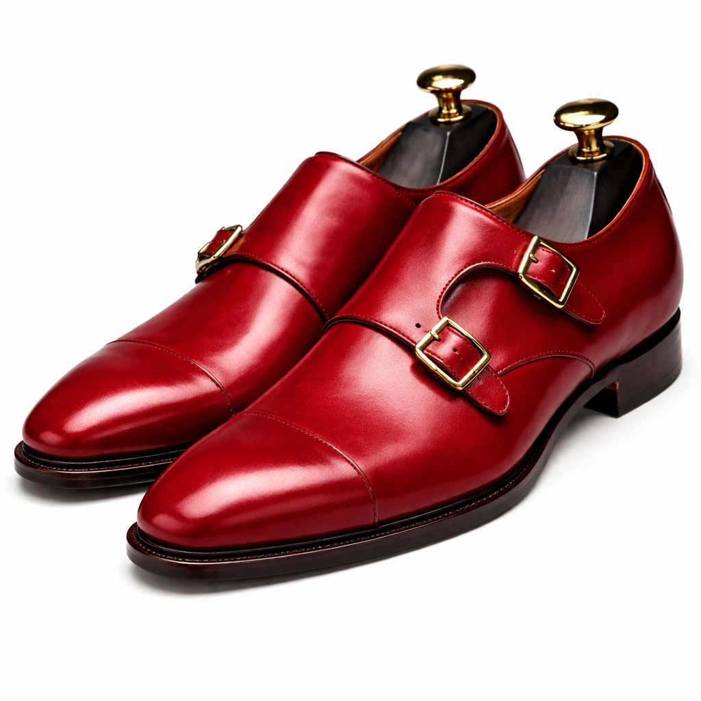 Red Leather Lorenzo Monk Strap