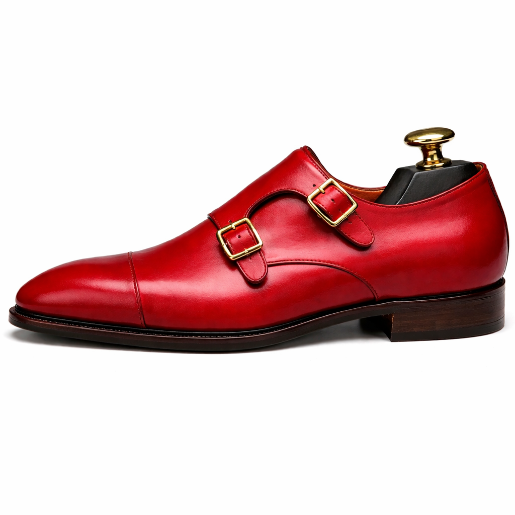 Red Leather Lorenzo Monk Strap