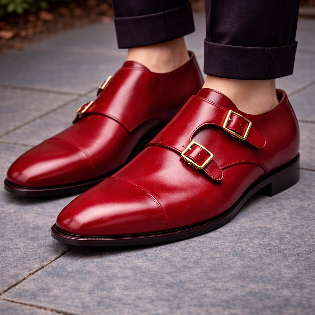 Red Leather Lorenzo Monk Strap