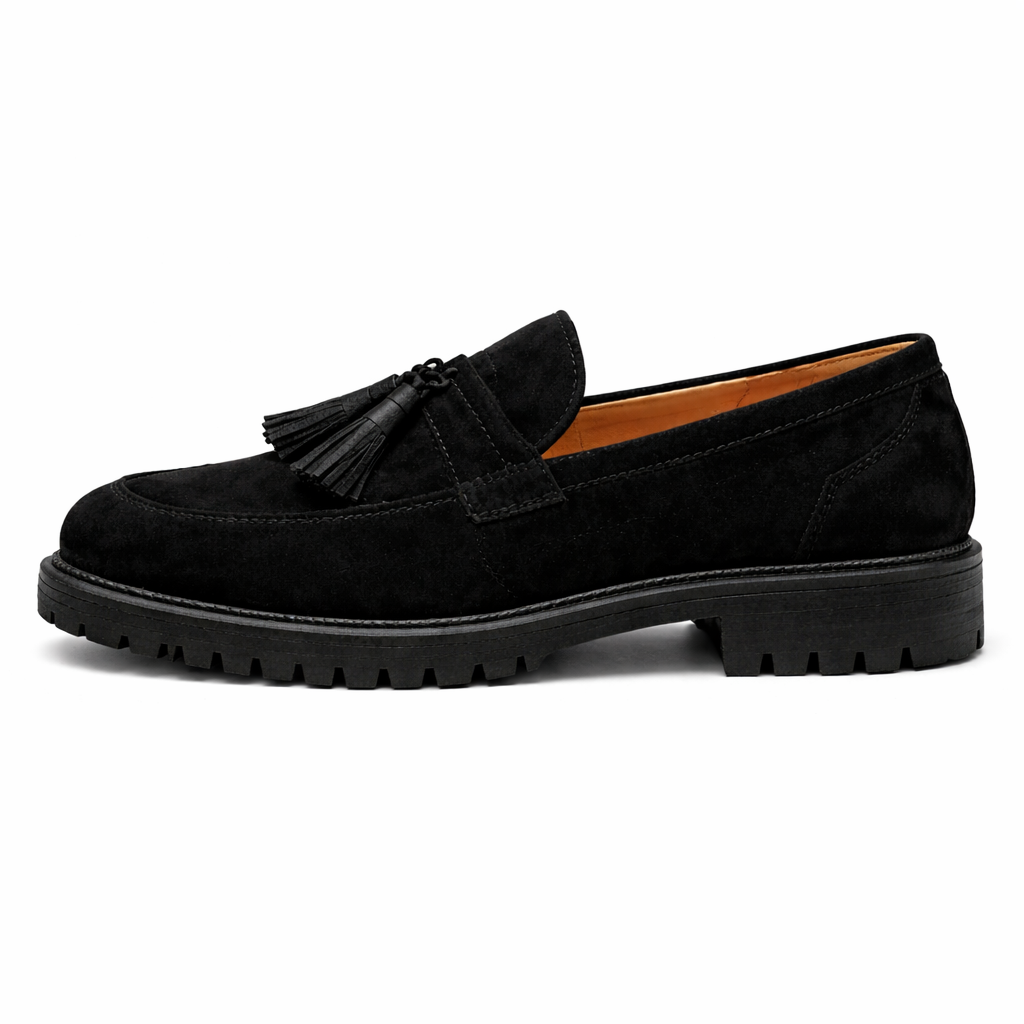 Black Suede Belize Chunky Tassel Loafers - With Track Soles - AW24