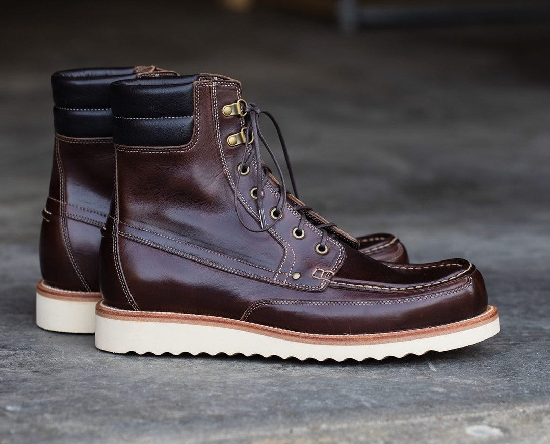 Brown Leather Chunky Derby Boots Hiking and Trekking Boots