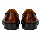 Brown Croc Print Leather Belize Chunky Tassel Loafers - With Track Soles - AW24