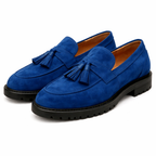 Blue Suede Belize Chunky Tassel Loafers - With Track Soles - AW24