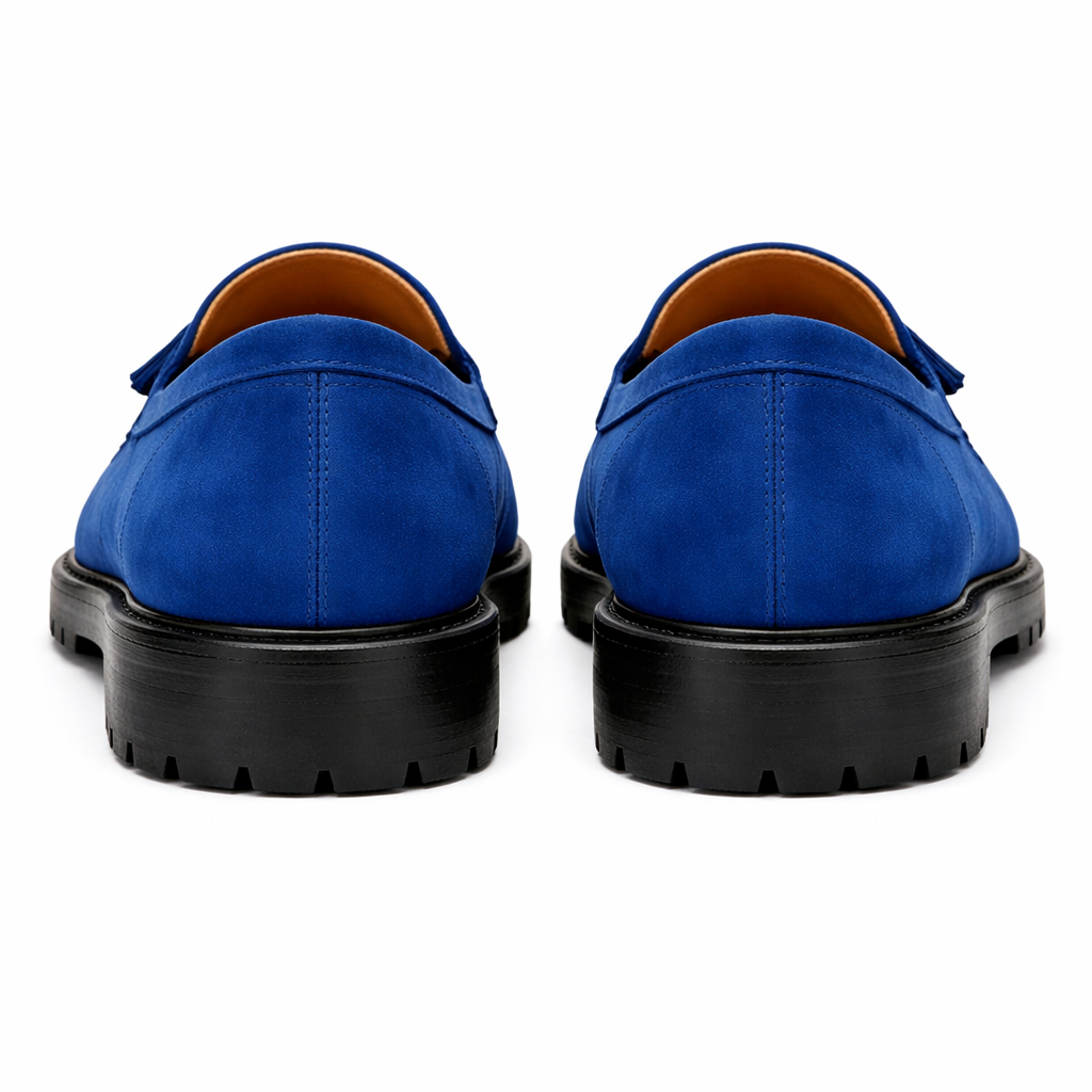 Blue Suede Belize Chunky Tassel Loafers - With Track Soles - AW24