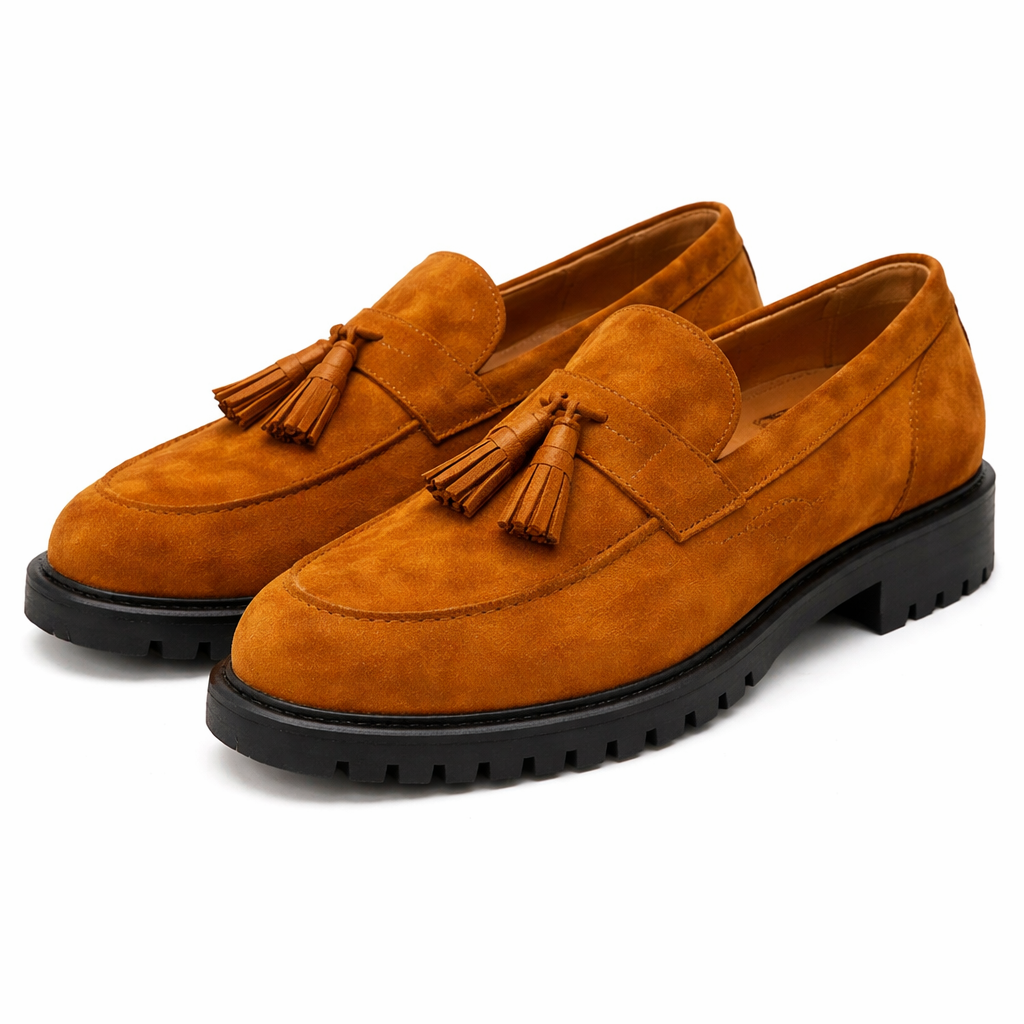 Tan Suede Belize Chunky Tassel Loafers - With Track Soles - AW24