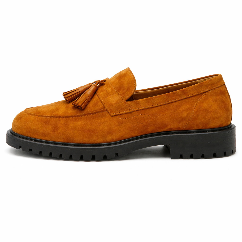 Tan Suede Belize Chunky Tassel Loafers - With Track Soles - AW24