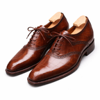 Brown Croc Print Leather Kratio Brogue Oxfords - Formal Shoes
