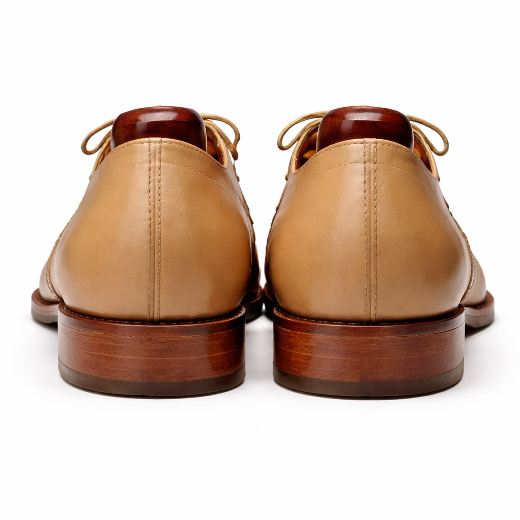 Beige Leather Kratio Brogue Oxfords - Formal Shoes