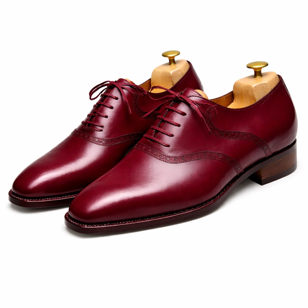 Burgundy Leather Kratio Brogue Oxfords - Formal Shoes