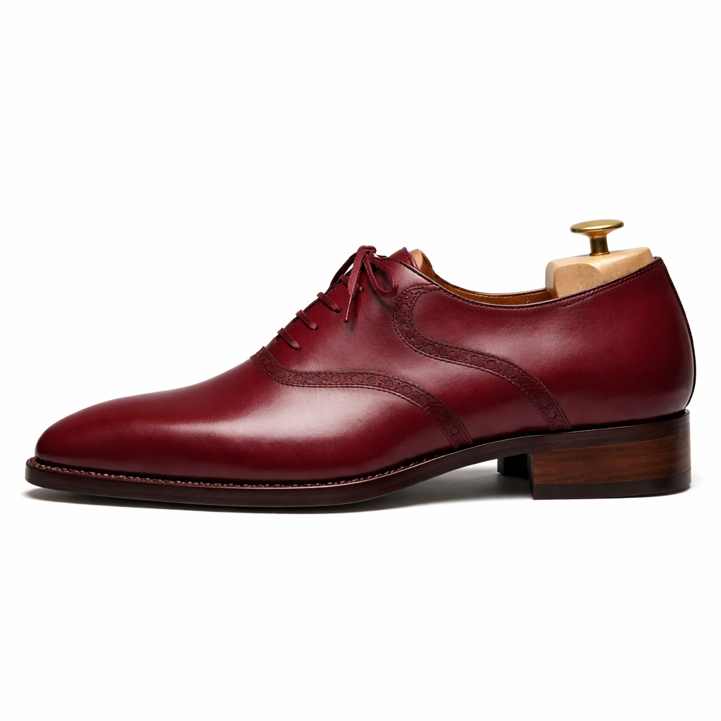 Burgundy Leather Kratio Brogue Oxfords - Formal Shoes